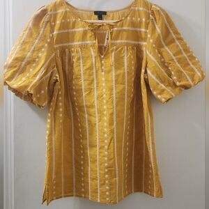 New Talbots‎ Yellow Embroidered Women's Top, Size S, 100 % Cotton.